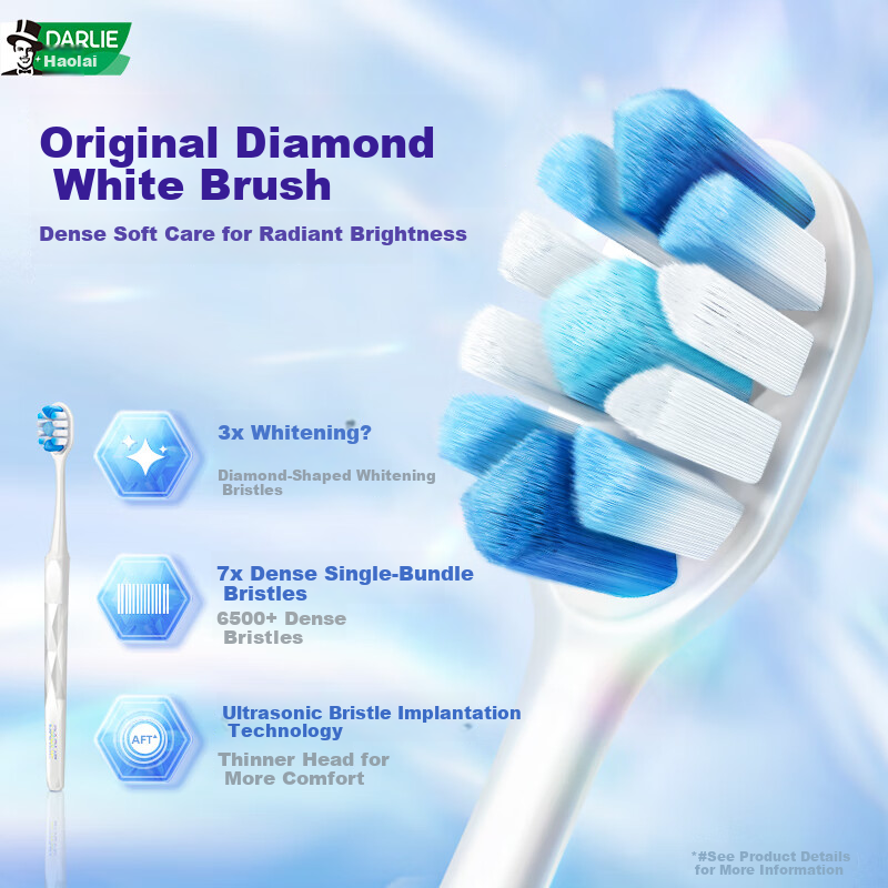 DARLIE Diamond White Clean Teeth Soft Bristle Gum Care Toothbrush 2-Pack