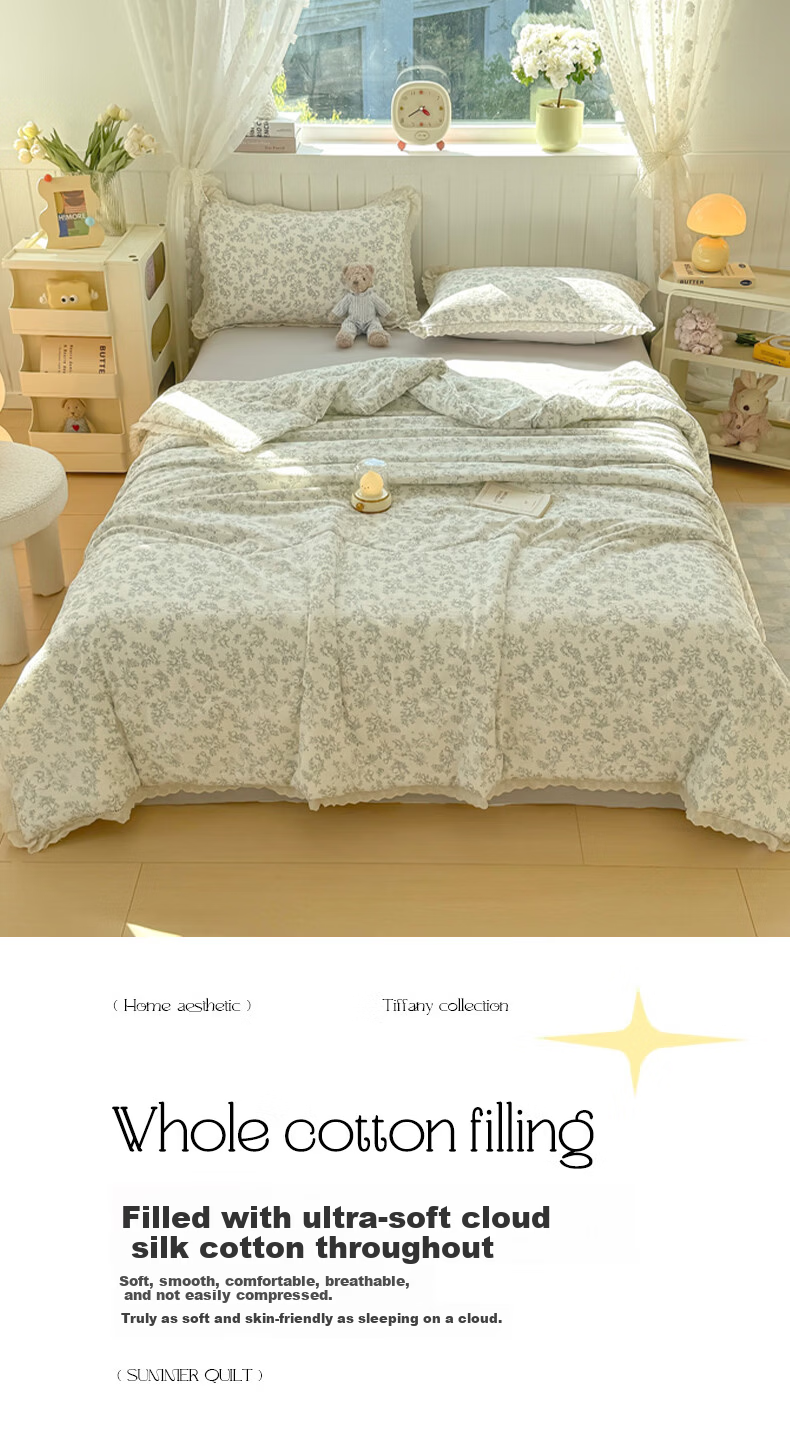 MUJI Class A Wrinkled Gauze Air Conditioning Quilt 200×230cm Lace Edge Double Quilt Core All-Season Thickened Version 7