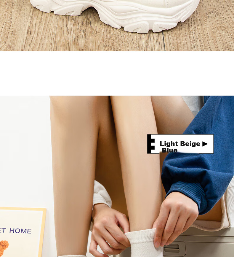 Warrior Official Women's Dad Sneakers 2026 New Summer Thick Sole Breathable Casual Shoes Light Beige Blue Size 38 14
