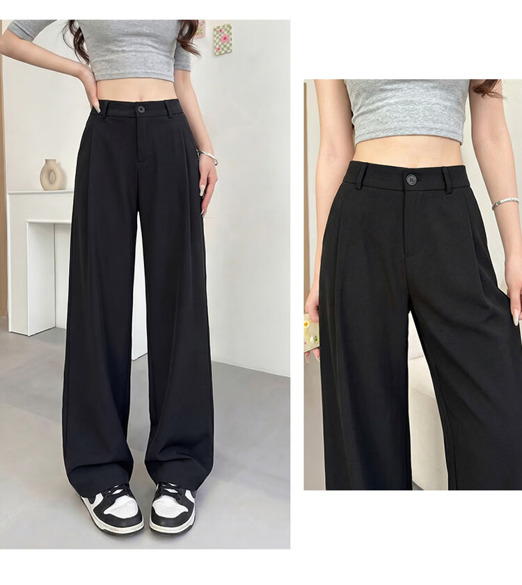 Free Style Wide-Leg Pants for Women Summer Thin Suit Pants 2026 New High Waist Slim Loose Draped Narrow Straight Casual Trousers 17