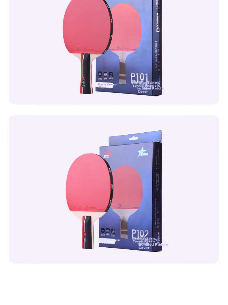 Anta 2-Star Table Tennis Racket (Jingcang Fast Delivery + 6 Balls + Racket Bag) P2 Horizontal and Vertical Table Tennis Paddle Set 14