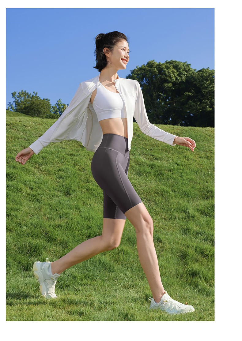 CAMEL Original Yarn Sun Protection Yoga Shorts Women Ice Cooling Breathable Sports Biker Shorts Y26BY1L7024A Rock Mist Gray M 28