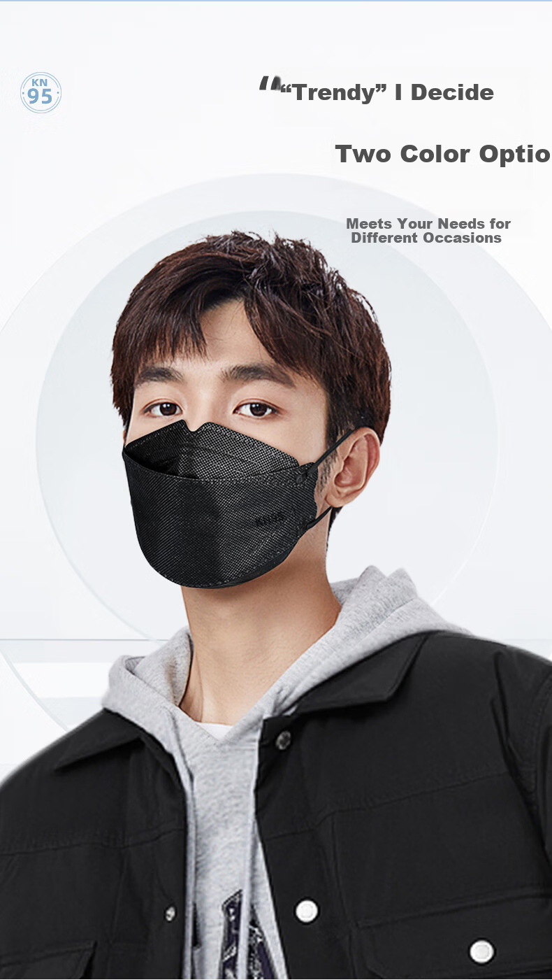 Leyoubaiyi KN95 Mask 50pcs Disposable 3D Dustproof Anti-Droplet Industrial Dust Haze Protection Double-Layer Meltblown Fabric Individually Packaged White 11