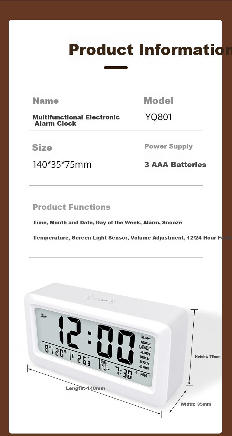 Compas Multifunctional Electronic Alarm Clock Student Wake-Up Device Powerful Wake-Up Children's New Smart Alarm Clock Sky Blue Children's Day Gift Back to School Essential 8