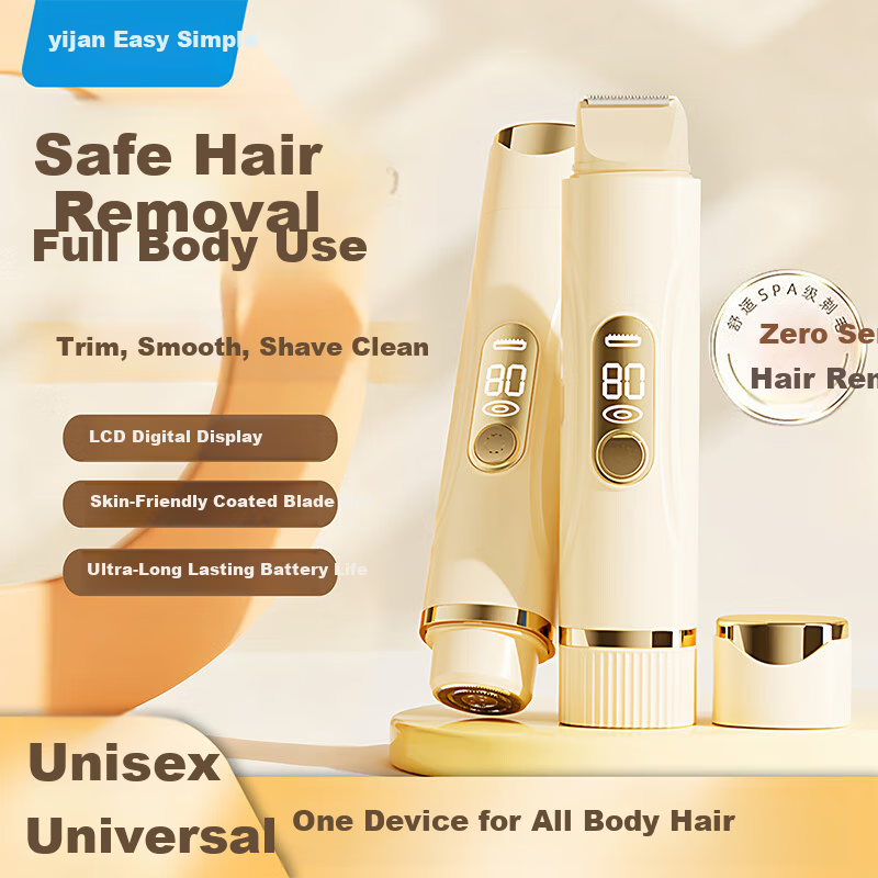 Yijan Double-Head Electric Hair Trimmer for Men and Women Intimate Hair Removal Device Body Hair Shaver Underarm Bikini Leg Facial Hair Removal Tool