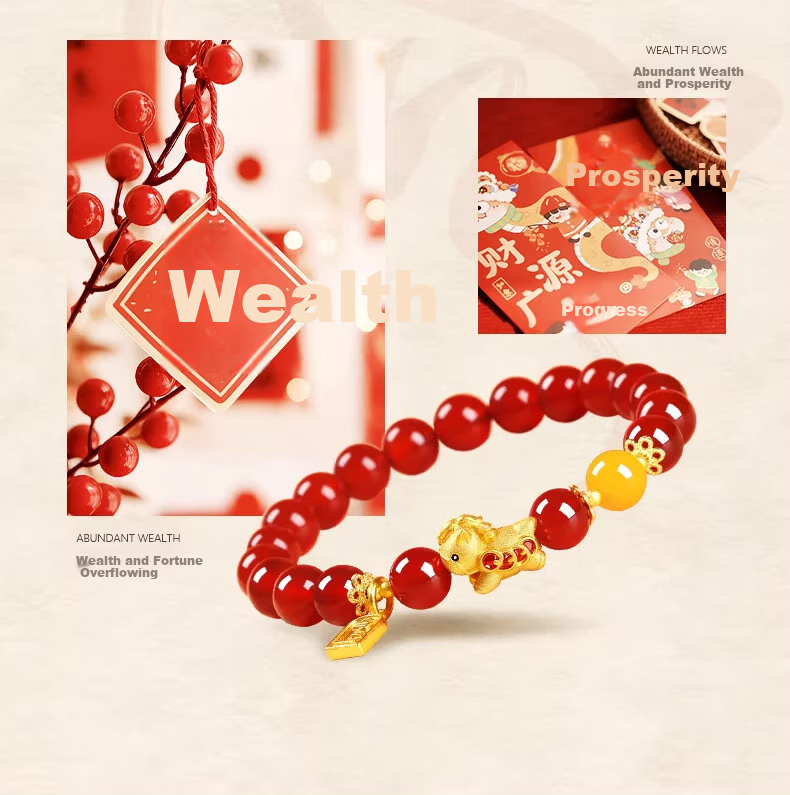Chow Tai Fook Natural Red Agate Bracelet for Women Wealth Bracelet Zodiac Year Birthday Gift for Girlfriend 4