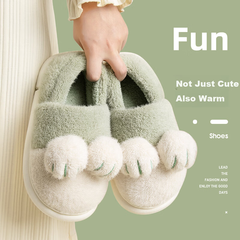 Runrou Women's Cotton Slippers with Heel Cover Autumn Winter 2025 New Maternity Indoor Furry Warm Plush Cotton Shoes