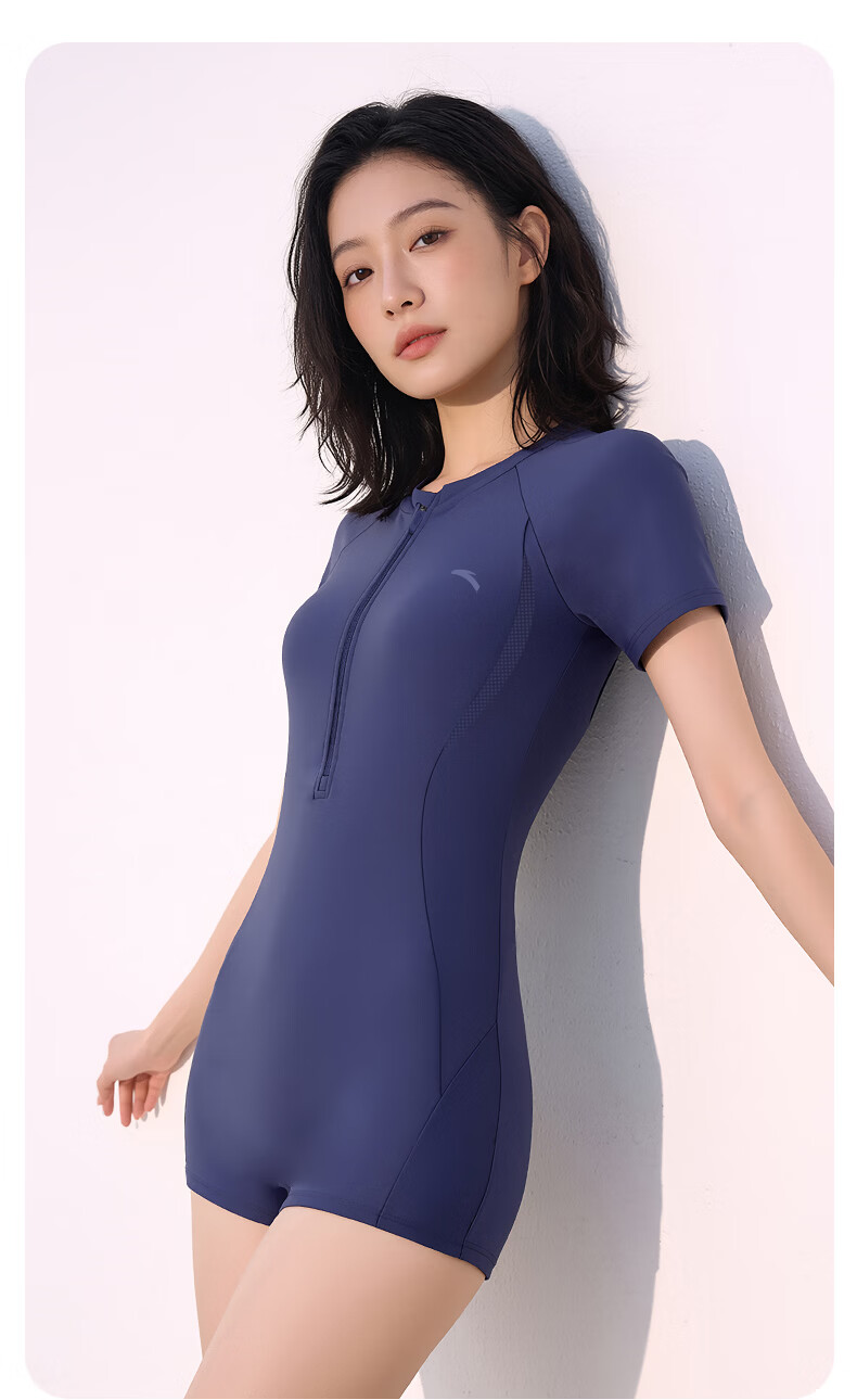 ANTA Women's One-Piece Square-Leg Swimsuit Professional Racing Slim Fit Conservative Purple 2XL 5