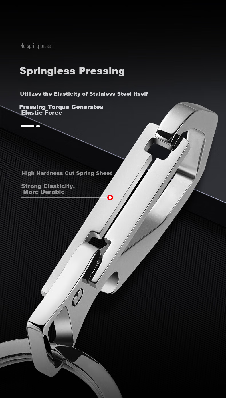 BO YOU Stainless Steel Keychain Men's Car Key Hook Lock Keyring Creative Classic Trendy Style 3
