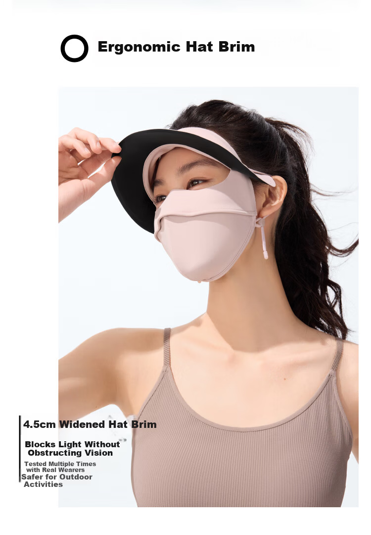Beneunder Women's Full Face Sun Protection Swim Mask with Brim UV Protection Face Cover 21