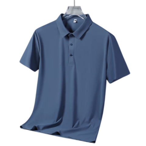 Romon 2026 Summer New Dad's Short Sleeve T-Shirt Men's Ice Silk Polo Shirt Gray Blue 3XL