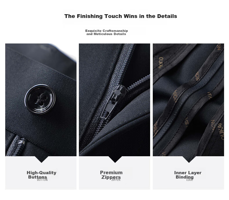 ROMON Elastic Shape-Retaining Casual Pants Men's Business Straight-Leg Sports Work Pants Wrinkle-Resistant Suit Trousers for Young and Middle-Aged Men 4