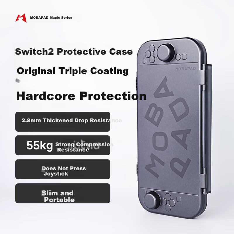 MOBAPAD Triple-Coated Switch 2 Protective Case NS2 Protective Cover Nintendo NS2 Console Storage Box Full Coverage Hard Shell Slim Portable Shockproof Pressure-Resistant Fashion Black