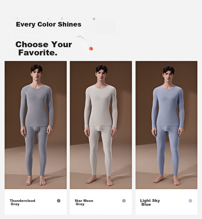 Modal Class A Seamless Brushed 10A Antibacterial Mite-Resistant Thermal Men's Fleece-Lined Thermal Underwear Set Autumn Shirt and Pants for Men 27