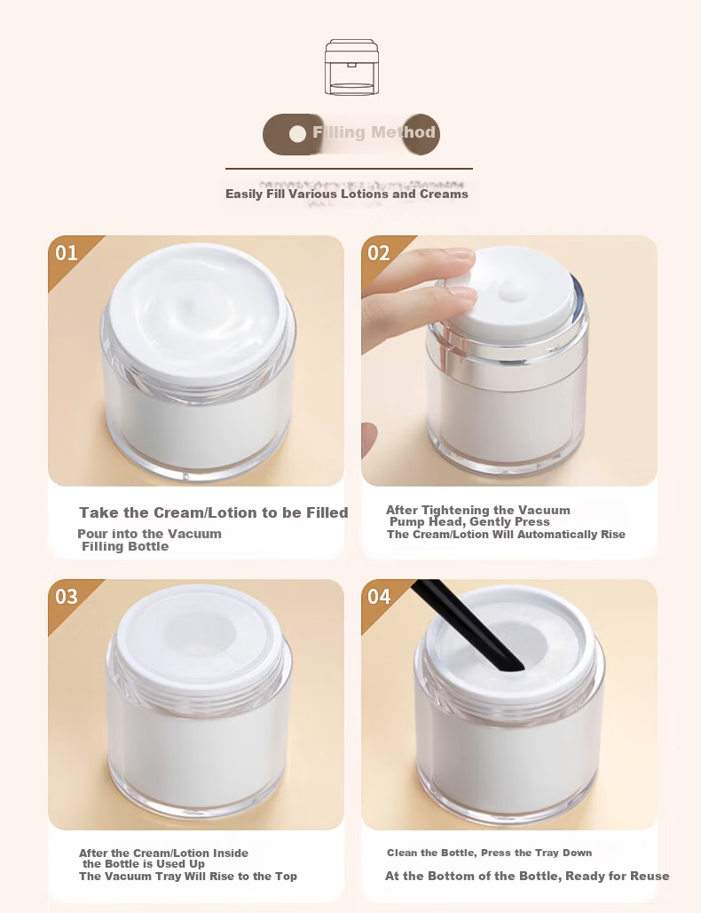 Chense Vacuum Pump Dispenser Bottle, 50ml, Travel-Sized, Skincare Sample Empty Bottle, Face Cream Dispenser, 1 Piece 18
