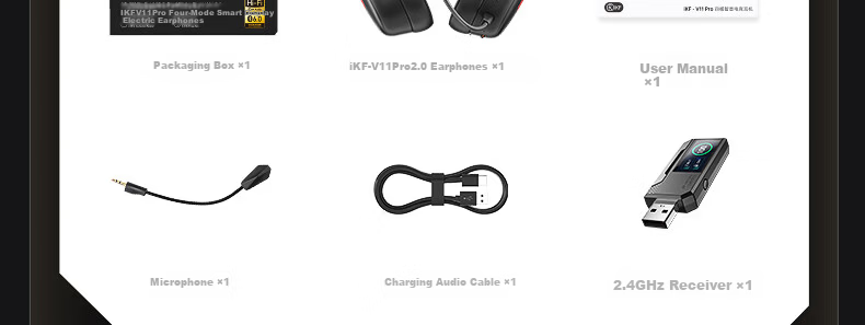 IKF V11 Pro 2.0 Four-Mode Wireless Gaming Headset Over-Ear Bluetooth 2.4G FPS 7.1 Surround Sound Delta Driver White Blue 91