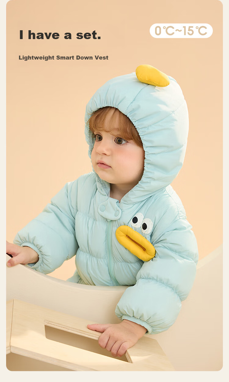 BALABALA Kids Lightweight Down Jacket Baby Outdoor One-Piece Winter Romper Toddler Clothes Boys Girls Cute 18