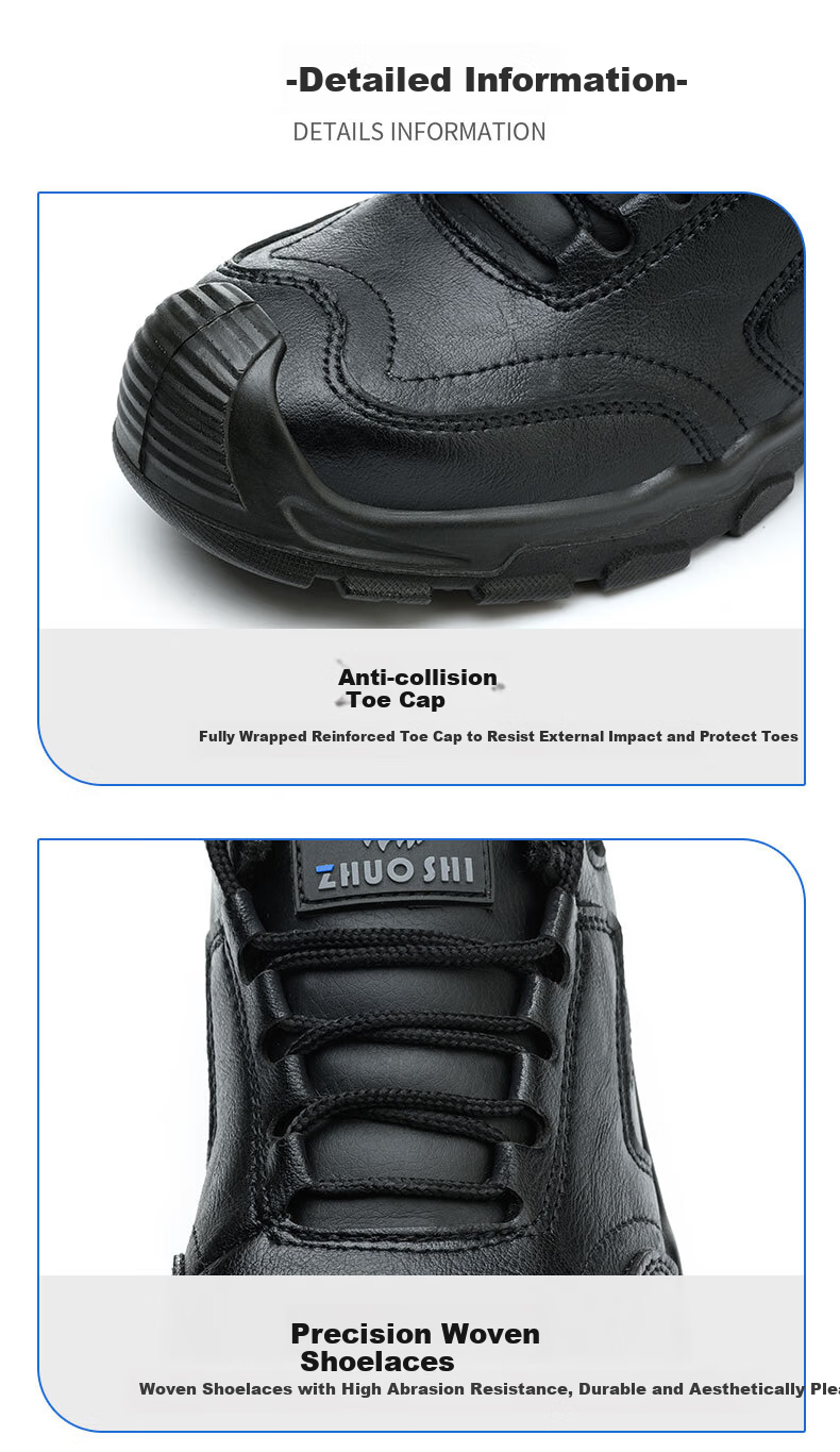 LAOGUANJIA Men's Safety Shoes with Steel Toe Cap, Anti-Smashing, Puncture-Resistant, Waterproof, Oil And Acid Resistant, Solid Sole, High-Top Protective Work Functional Shoes, Size 43 6
