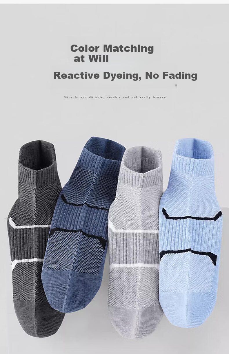 Yimian Men's Ankle Socks with Heel Tab, Xinjiang Cotton 10A, Antibacterial and Odor-Resistant, Massage Sole, Breathable Low-Cut Socks, Pack of 10 17