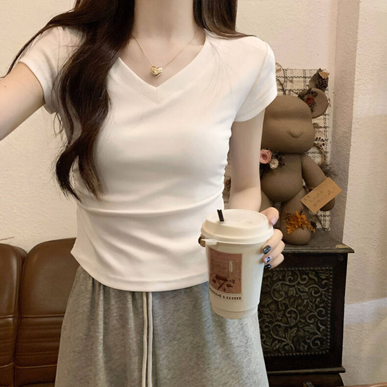 Caramella Plus Size Slim Fit Waist Tummy Control Shoulder Short Sleeve Summer T-Shirt for Women 5