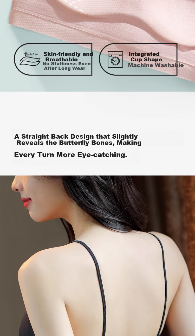 GUJIN Seamless Women's Bra, Backless Vest Style, Small Chest Push-Up, Strapless Integrated Anti-Exposure Thin Bandeau Bra 11
