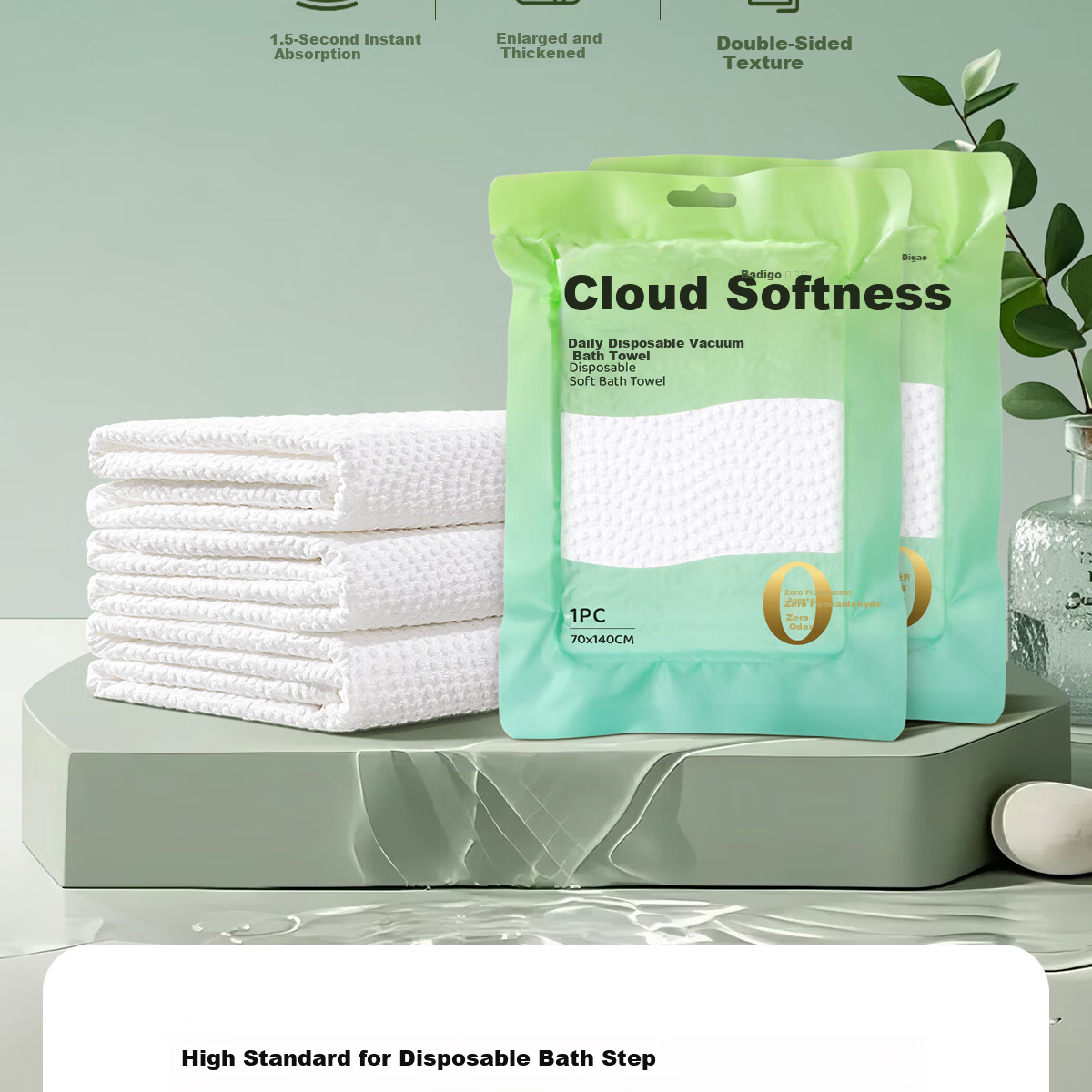 BADIGAO Disposable Quick-Dry Hair Cap for Women Super Absorbent Thickened Hair Towel Portable Bath Shower Cap 2