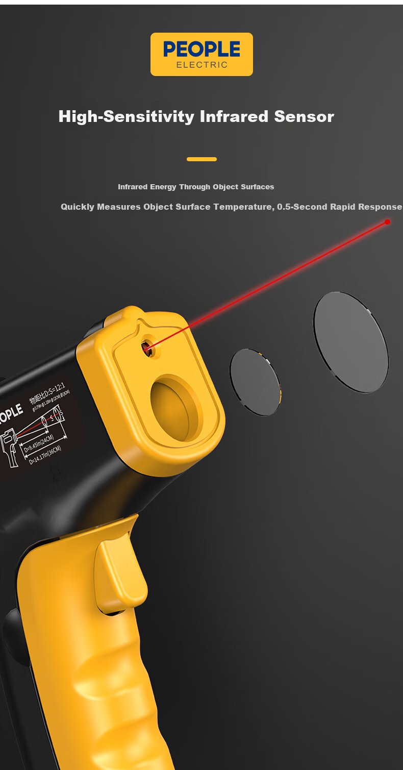 People Industrial Grade Infrared Thermometer High Precision Temperature Gun Water and Oil Temperature Gun -50~700℃ 11