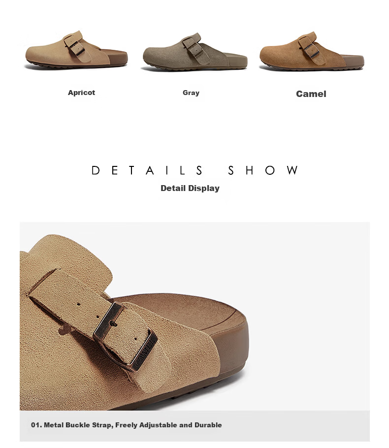 CAMEL Women's Birkenstock Style Genuine Leather Casual Low Heel Slip-On Shoes L25S700038 Camel Size 37 19