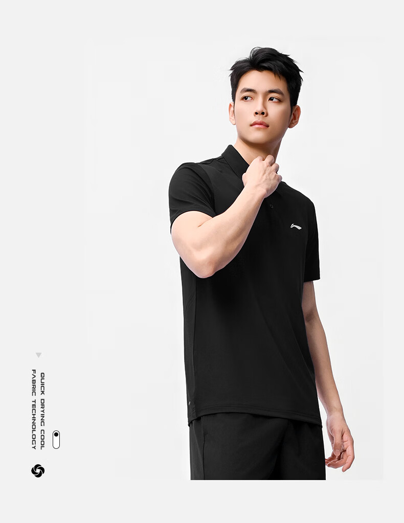 LI-NING Unisex Badminton Short Sleeve Polo Shirt with Turn-down Collar Casual Sports Tee 3XL 4