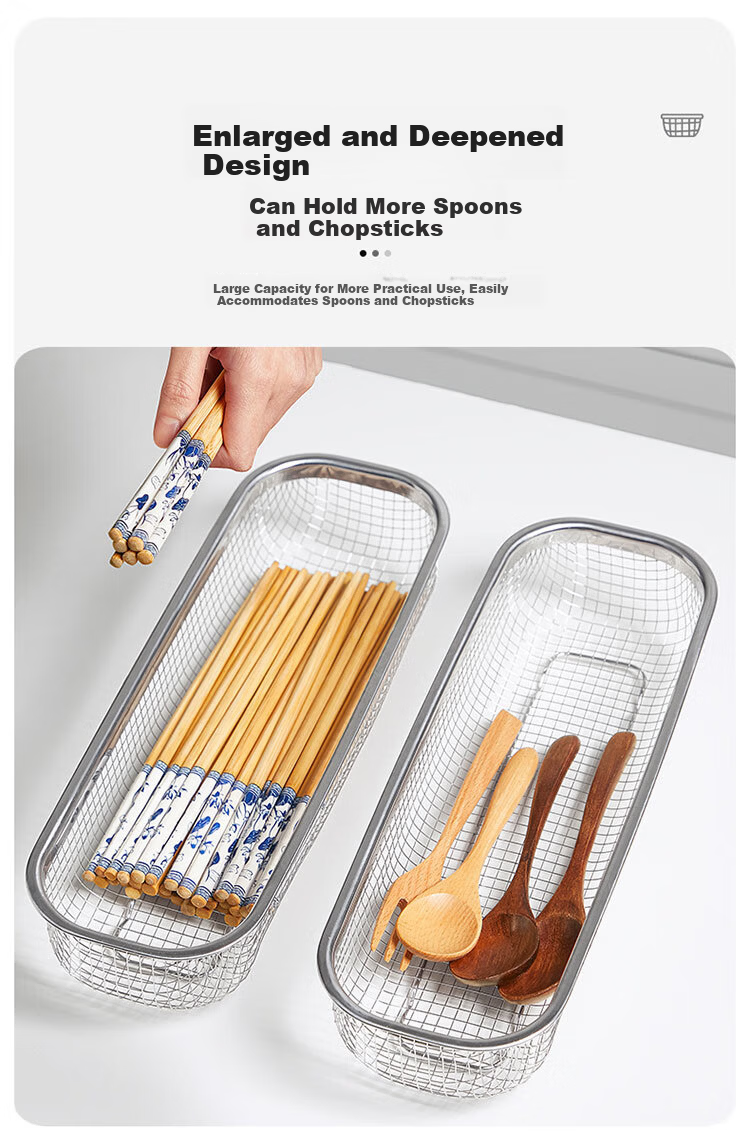 Chuida Huang 304 Stainless Steel Chopsticks Basket Disinfection Cabinet Spoon and Chopsticks Storage Basket Household Drainless Chopsticks Box 6