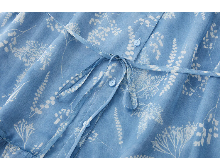 Demana Lightweight Summer Romantic Round Neck Printed Five-Sleeve Ruffle Hem Slim Fit Dress for Women Premium Quality 14