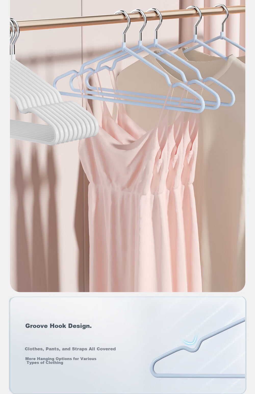 MENGTING Plastic Coated Non-Slip Hangers, 20-Pack Blue and White Adult Coat Hangers 5