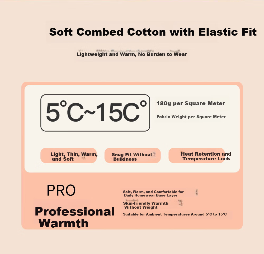 GUJIN 95% Cotton Seamless Thermal Underwear Set for Men, Thickened Heat Retaining Autumn Winter Long Johns and Top, Cold Protection Warm Clothing 6