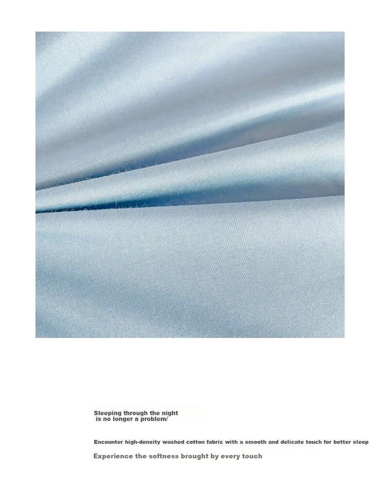 Aiwei Class A Washed Cotton Three-Piece Set Student Dormitory Bed Sheet Pillowcase Quilt Cover 150*200cm Rock Mist Blue 4