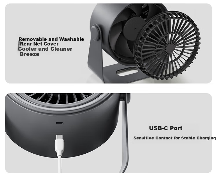 BULL Desktop Fan, Ultra-Quiet Air Circulator Fan, Small Fan for Office Desk, Cooling Device for College Dormitory, Wall-Mounted Electric Fan with 4000mAh Battery 17