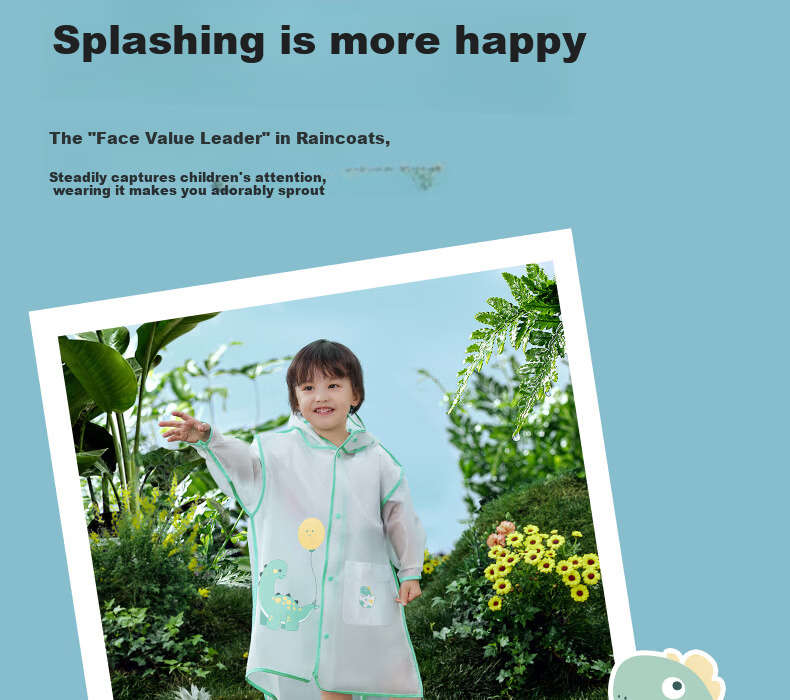 Betis Kids Raincoat Boys Girls Waterproof Rainwear Kindergarten Primary School Student Rain Poncho 19