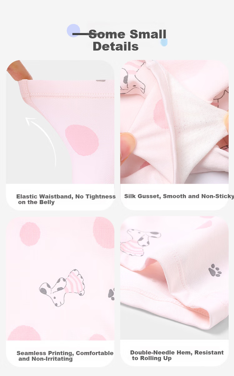 Jiusuiban 7A Antibacterial Children's Underwear Girls 50S Modal Thin Boxer Shorts Toddler Silk Crotch Cartoon Puppy Shorts 6