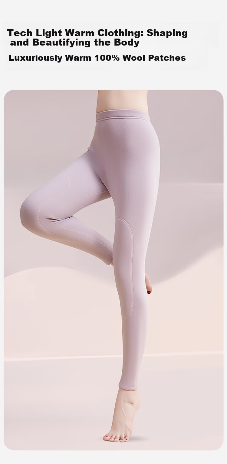 MiiOW 100% Wool Knee Warmers Women's Thermal Pants Fleece Lined Thickened Lamb Wool Cotton Pants Plus Size Leggings for Women 12