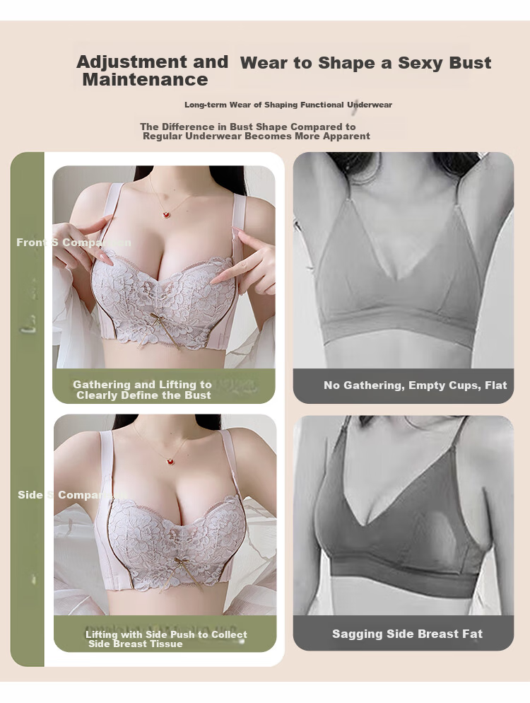 Ordifen Women's Modal Lace Push-Up Soft Support Adjustable Lift Shaping Side Breast Collection Bra Nude 6