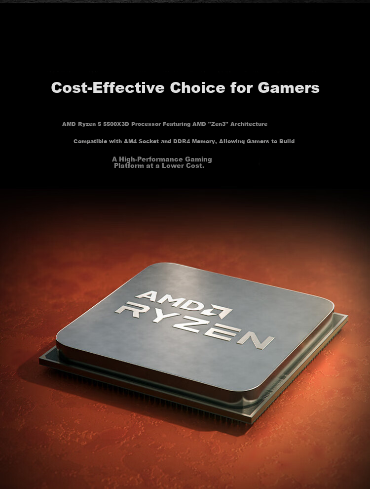 AMD Ryzen 5 5500X3D Processor 6-Core 12-Thread 99MB Cache Up to 4GHz Boxed Gaming CPU for Delta, Valorant, CS2 4