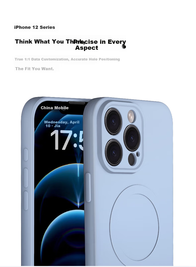 KEKLLE Skin-Friendly Magnetic iPhone 12 Case, Apple 12 Protective Cover, Soft Full-Body Silicone Magnetic Lens Case, Midnight Black 1