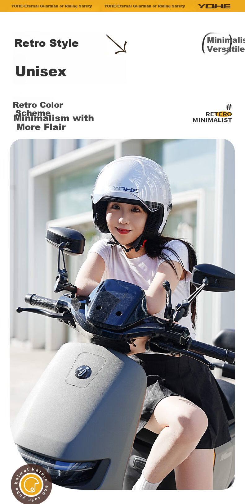 YOHE Motorcycle Electric Bike Helmet Unisex Safety Helmet 3C Certified DK8 Dynamic Yellow White XL Size 6