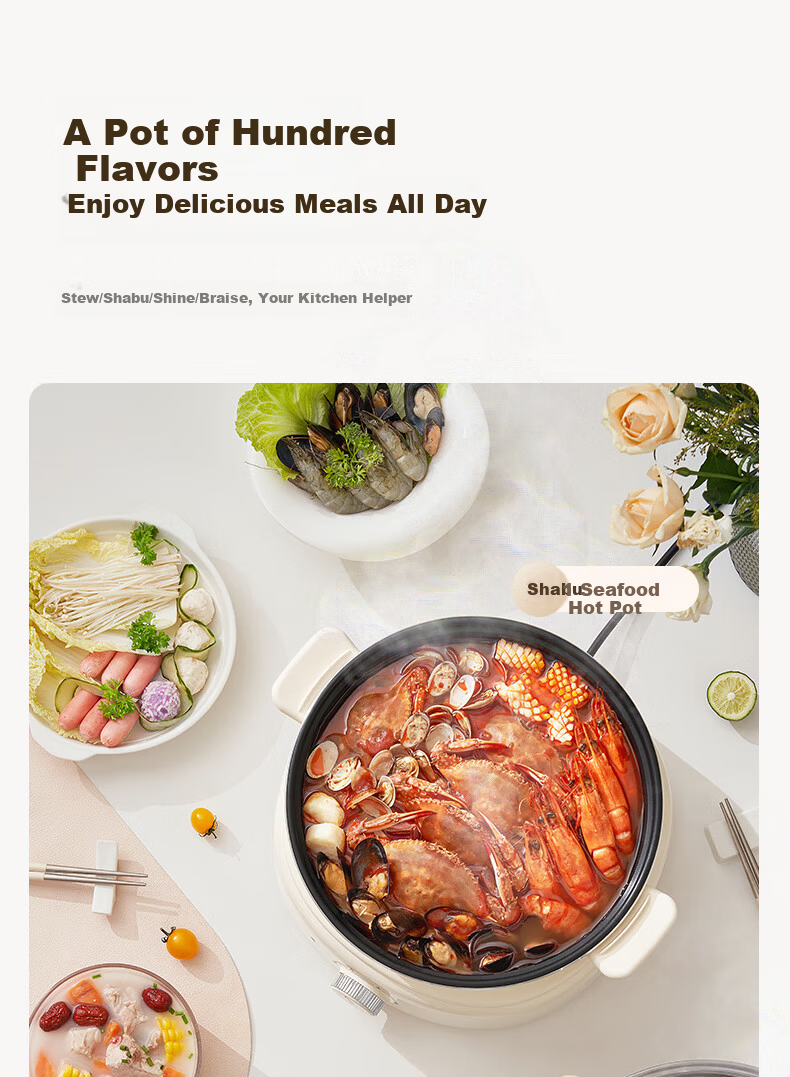 Joyoung ZMD Safety Series Electric Hot Pot IH Heating Multifunctional Cooker 2200W Power Electric Cooking Pot Detachable 6L Large Capacity HG60-G720 9