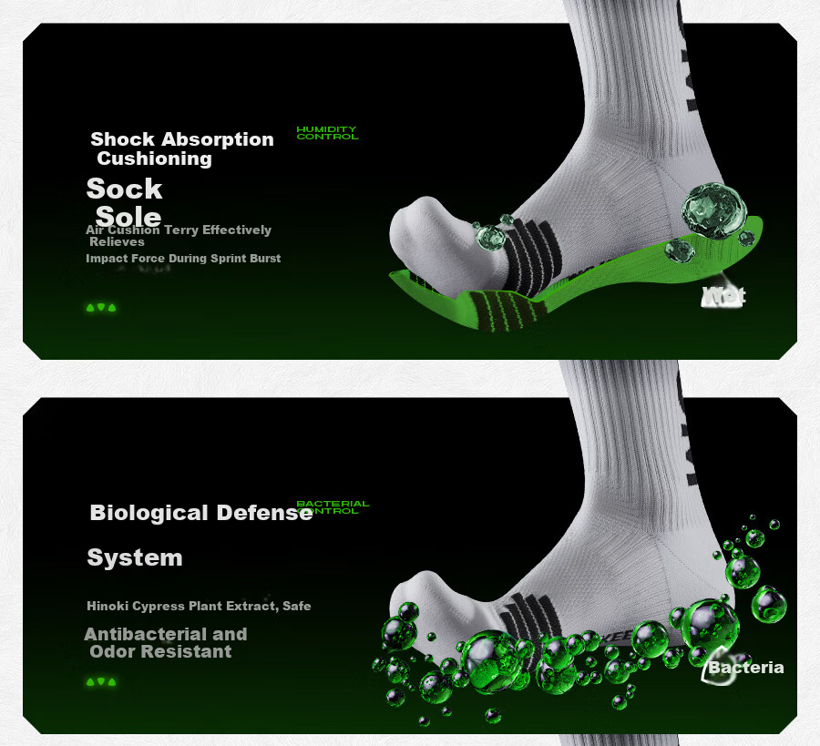 Jinxingji Anti-Pilling Thickened Towel Bottom Sports Socks Men's Long Socks Odor-Resistant Right-Angle Basketball Running Fitness Socks 5