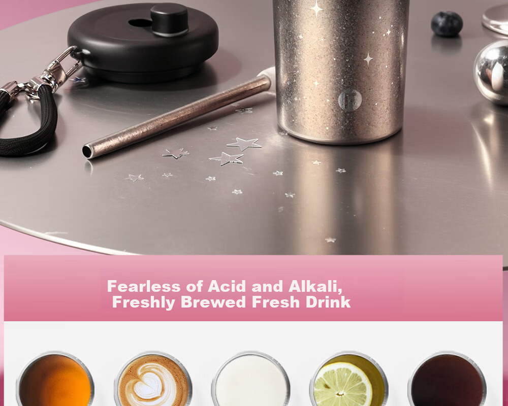 Fuguang Pure Titanium Insulated Water Bottle for Women High-Value Titanium Straw Portable Coffee Tea Cup Gift 17