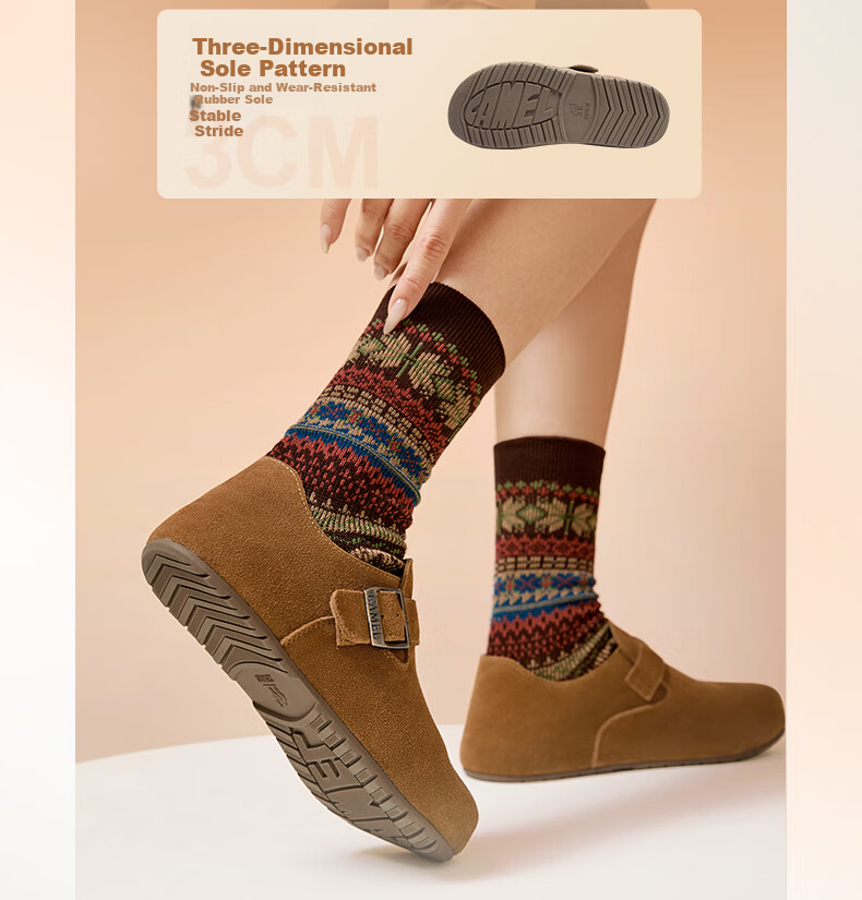 CAMEL Soft Bag 2nd Generation Full Coverage Birkenstock Comfortable Deep Mouth Shoes L25W700108 Apricot (Full Coverage Fleece Lining) Size 37 25