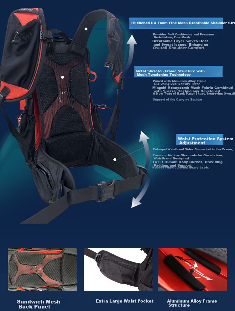 TOREAD Snowfield AIR Mountaineering Backpack Outdoor Professional Hiking Bag Water-Resistant 30L Large Capacity Double Shoulder Travel Bag Sunlight Orange 3