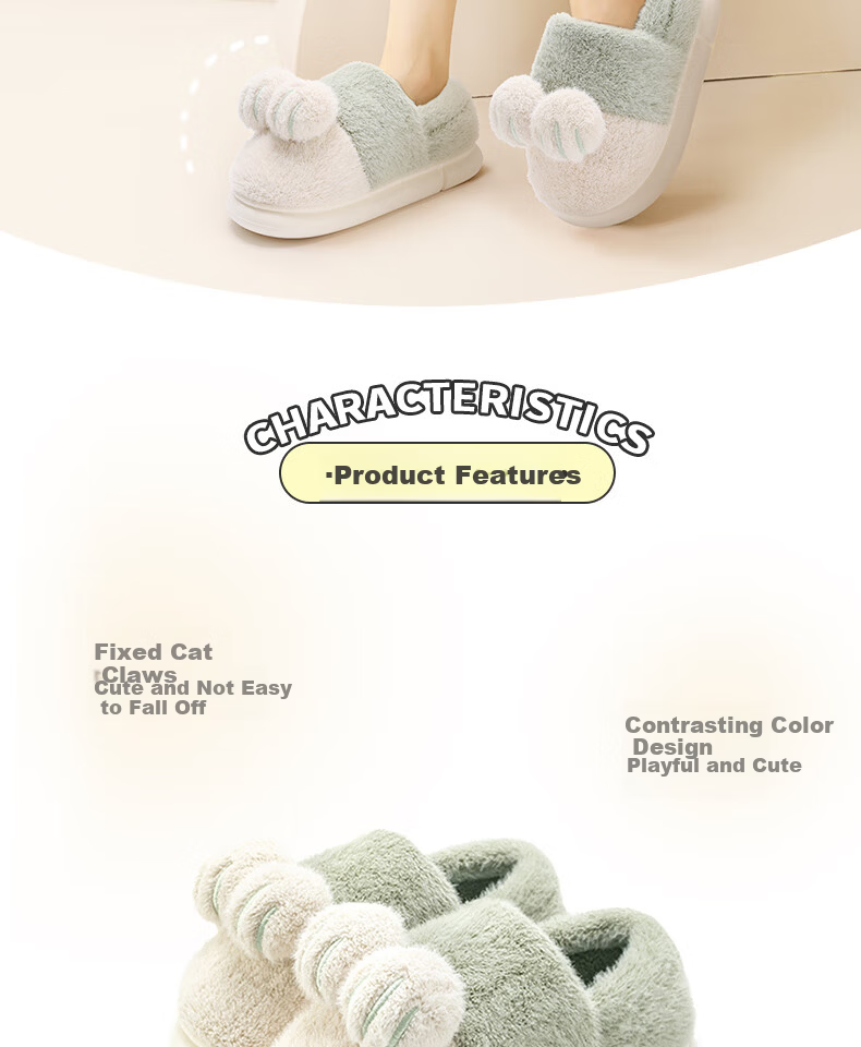 Runrou Women's Cotton Slippers with Heel Cover Autumn Winter 2025 New Maternity Indoor Furry Warm Plush Cotton Shoes 3