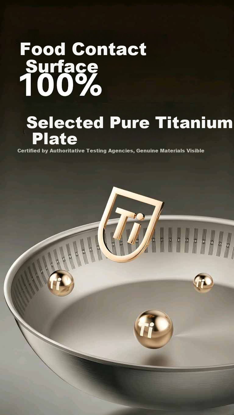 JD Jingzao Titanium Pure Titanium Flat Bottom Pan [Million Micro-Pores Non-Stick] Frying Pan Stir-Fry No Coating Gas and Induction Cooker 28cm 3