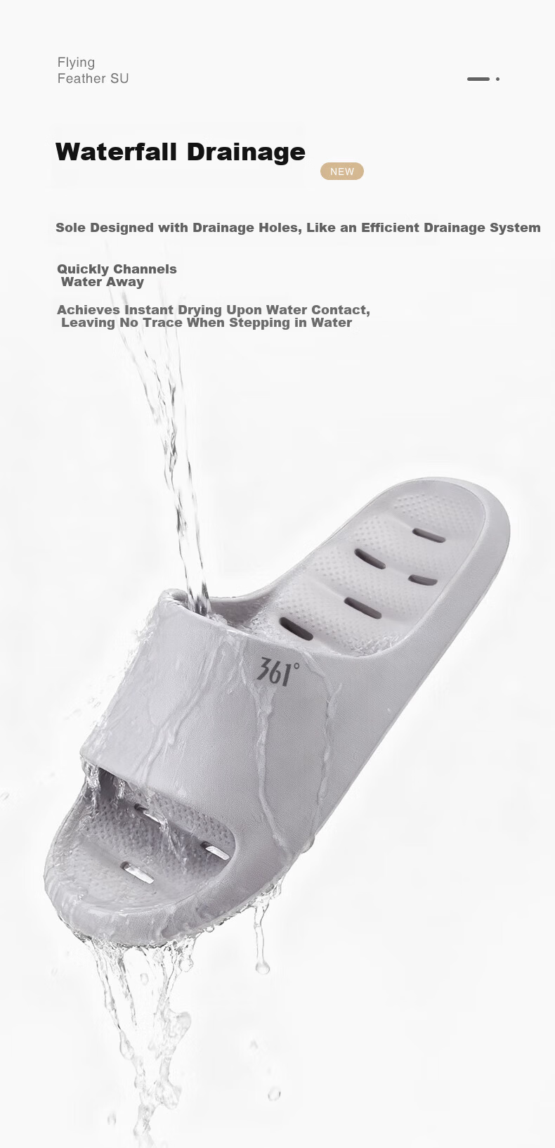 361° Feiyu SU Men's Bathroom Shower Non-Slip Water-Draining Indoor EVA Quick-Dry Soft Sole Slide Sandals 5